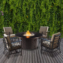 Aluminum 44-in Round Antique Copper Fire Table Set with Rocking Chairs