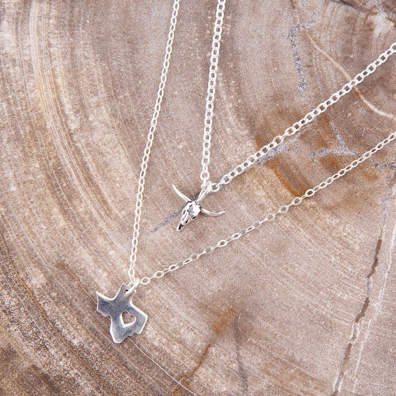 I Love Texas Silver Necklace