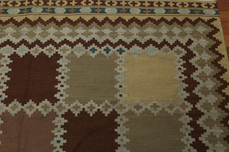 5'5" x 7'4" Handmade Turkish Kilim wool reversible Area rug Southwestern Aqua