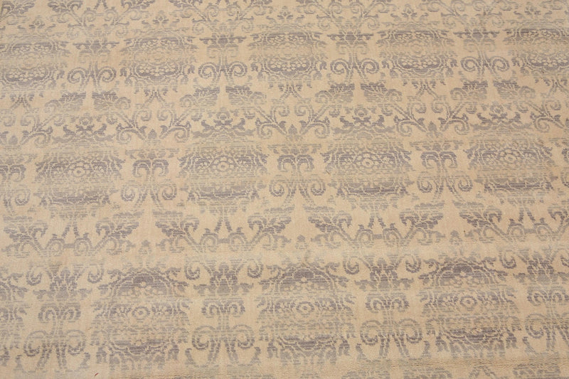 6' x 9' Hand Knotted Damask Design 100% Wool Area rug Beige