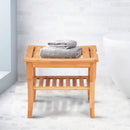Bathroom Bamboo Shower Chair Bench with Storage Shelf by LJGDeals