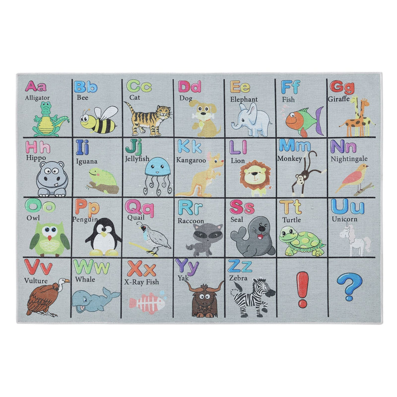 Low Pile- Non-Slip- Educational Kids Rug for Playroom | AlphabetPattern |39.5 x 59 Inches