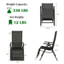 Outdoor Folding Lounge Chair with 7 Adjustable Backrest and Footrest Positions-Gray by LJGDeals