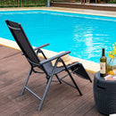 Outdoor Folding Lounge Chair with 7 Adjustable Backrest and Footrest Positions-Gray by LJGDeals