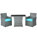 3 Pieces Patio Rattan Furniture Set with Cushioned Armrest Sofa by LJGDeals