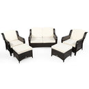 5 Pieces Patio Rattan Sofa Set with Cushion and Ottoman-Navy by DirectDeals