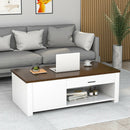 Modern Coffee Table with Front Back Drawers and Compartments for Living Room by LJGDeals