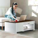 Modern Coffee Table with Front Back Drawers and Compartments for Living Room by LJGDeals