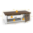 Modern Coffee Table with Front Back Drawers and Compartments for Living Room by LJGDeals