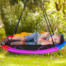 40 inch Saucer Tree Outdoor Round Platform Swing with Pillow and Handle-Multicolor by LJGDeals