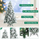 6 Feet Snow Flocked Christmas Tree with Pine Cone and Red Berries by LJGDeals