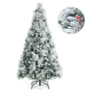 6 Feet Snow Flocked Christmas Tree with Pine Cone and Red Berries by LJGDeals