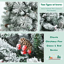 6 Feet Snow Flocked Christmas Tree with Pine Cone and Red Berries by LJGDeals