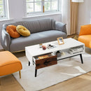 Rectangular Wooden Coffee Table with Drawer and Open Storage Shelf by LJGDeals