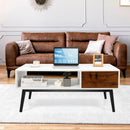 Rectangular Wooden Coffee Table with Drawer and Open Storage Shelf by LJGDeals