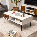 Rectangular Wooden Coffee Table with Drawer and Open Storage Shelf by LJGDeals