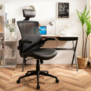 High-Back Executive Chair with Adjustable Lumbar Support and Headrest-Black by LJGDeals