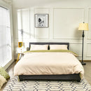Full Upholstered Platform Bed Frame with Headboard Wood Slat by LJGDeals
