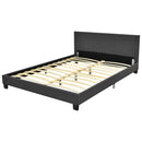 Full Upholstered Platform Bed Frame with Headboard Wood Slat by LJGDeals