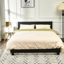 Full Upholstered Platform Bed Frame with Headboard Wood Slat by LJGDeals