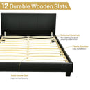 Full Upholstered Platform Bed Frame with Headboard Wood Slat by LJGDeals