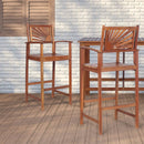 2 Pieces Outdoor Acacia Wood Bar Chairs with Sunflower Backrest and Armrests by LJGDeals