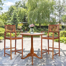 2 Pieces Outdoor Acacia Wood Bar Chairs with Sunflower Backrest and Armrests by LJGDeals