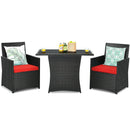 3 Pieces Patio Rattan Furniture Set with Cushion and Sofa Armrest by LJGDeals