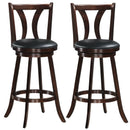 Set of 2 Swivel Bar stool 24 Inch Counter Height Leather Padded Dining Kitchen Chair