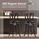 Set of 2 Swivel Bar stool 24 Inch Counter Height Leather Padded Dining Kitchen Chair