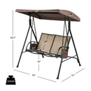 2-Person Patio Swing with Adjustable Canopy and 2 Storage Pocket-Brown by LJGDeals