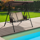 2-Person Patio Swing with Adjustable Canopy and 2 Storage Pocket-Brown by LJGDeals