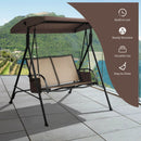 2-Person Patio Swing with Adjustable Canopy and 2 Storage Pocket-Brown by LJGDeals