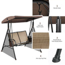 2-Person Patio Swing with Adjustable Canopy and 2 Storage Pocket-Brown by LJGDeals