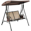 2-Person Patio Swing with Adjustable Canopy and 2 Storage Pocket-Brown by LJGDeals