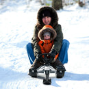 Kids Snow Sled with Steering Wheel and Double Brakes Pull Rope