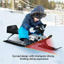 Kids Snow Sled with Steering Wheel and Double Brakes Pull Rope by LJGDeals