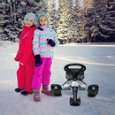 Kids Snow Sled with Steering Wheel and Double Brakes Pull Rope by LJGDeals
