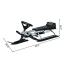 Kids Snow Sled with Steering Wheel and Double Brakes Pull Rope by LJGDeals