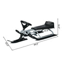 Kids Snow Sled with Steering Wheel and Double Brakes Pull Rope