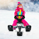 Kids Snow Sled with Steering Wheel and Double Brakes Pull Rope by LJGDeals