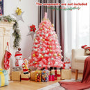 Pink Christmas Tree with Snow Flocked PVC Tips and Metal Stand by DirectDeals