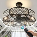 30 Inch Caged Ceiling Fan With Light Crystal Lampshade 6 Light Bases by LJGDeals