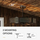 30 Inch Caged Ceiling Fan With Light Crystal Lampshade 6 Light Bases by LJGDeals