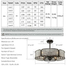 30 Inch Caged Ceiling Fan With Light Crystal Lampshade 6 Light Bases by LJGDeals