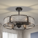 30 Inch Caged Ceiling Fan With Light Crystal Lampshade 6 Light Bases by LJGDeals