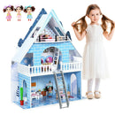 Wooden Dollhouse 3-Story Pretend Playset with Furniture and Doll Gift for Age 3+ Year by LJGDeals