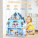 Wooden Dollhouse 3-Story Pretend Playset with Furniture and Doll Gift for Age 3+ Year by LJGDeals