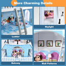 Wooden Dollhouse 3-Story Pretend Playset with Furniture and Doll Gift for Age 3+ Year by LJGDeals