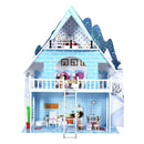 Wooden Dollhouse 3-Story Pretend Playset with Furniture and Doll Gift for Age 3+ Year by LJGDeals